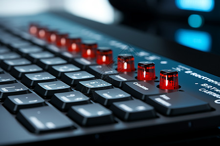 红光闪耀的键盘图片