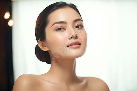 亚洲女性美容护理背景图片