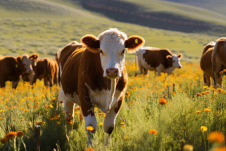 牛群在草地上图片