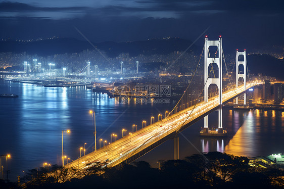 夜晚的大桥建筑图片