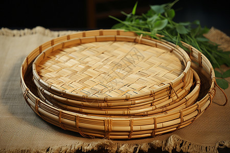 传统的竹编簸箕图片