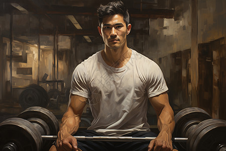 锻炼杠铃的健身男性背景图片