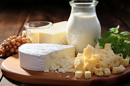 牛奶奶酪健康的牛奶和奶酪背景