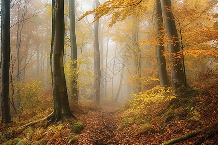 秋季森林中神秘的小路图片