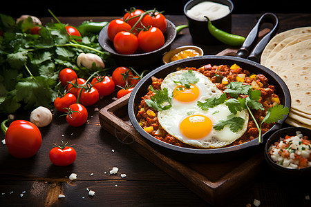 营养煎鸡蛋和番茄图片