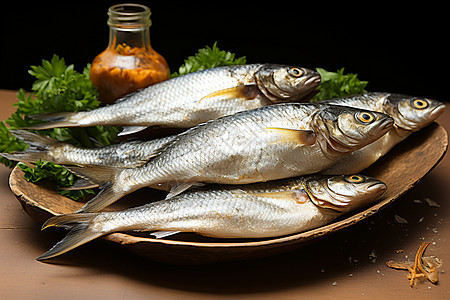餐桌上的梭子鱼食材图片