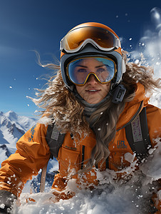 雪山滑雪的女子图片