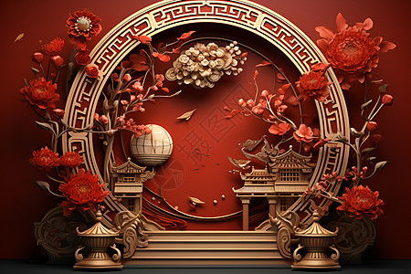中国新年舞台墙饰背景图片