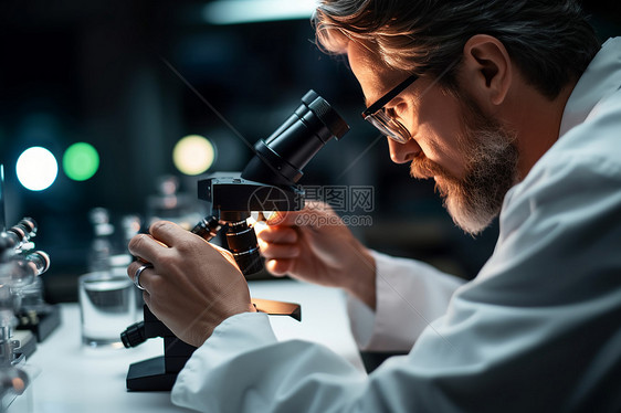 观察显微镜的男士图片