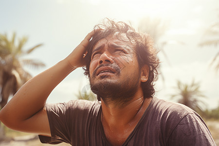 缺水中暑的外国男子背景图片