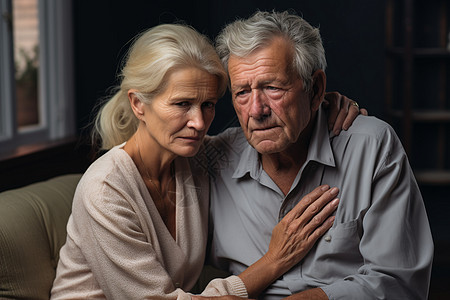悲伤情绪的老年夫妻背景图片