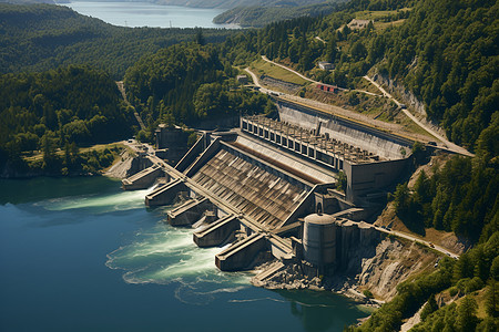 壮观的水力发电大坝工程图片