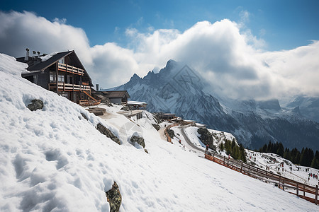 房子雪景雪景下的房子背景