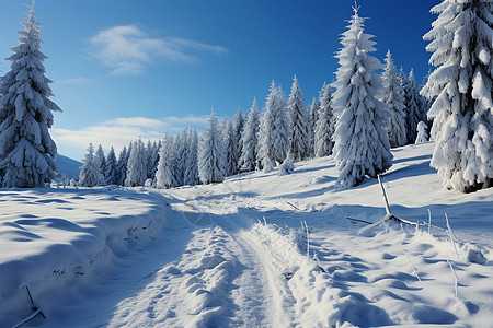 吉林雾凇被雪覆盖的小路背景