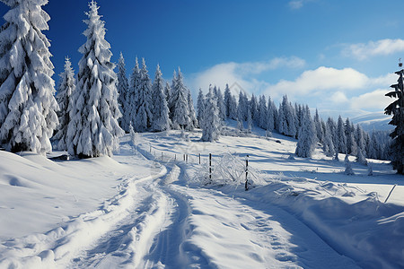 白云下的雪地图片