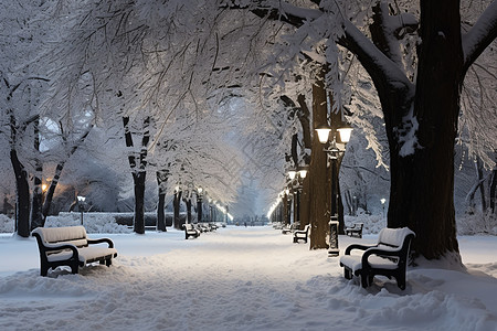 街边雪景图片