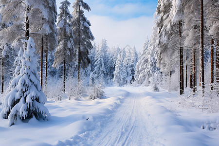 冬日蓝天下雪景背景图片