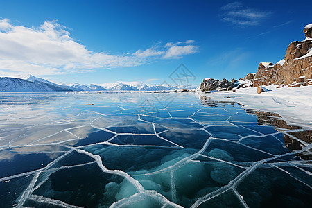 冬季贝加尔湖冻结的贝加尔湖背景