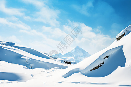 冰天雪地的山峰图片