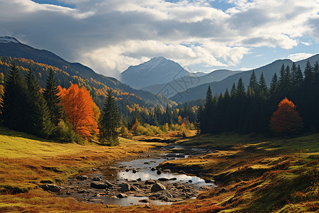 山水画般的秋日风景图片