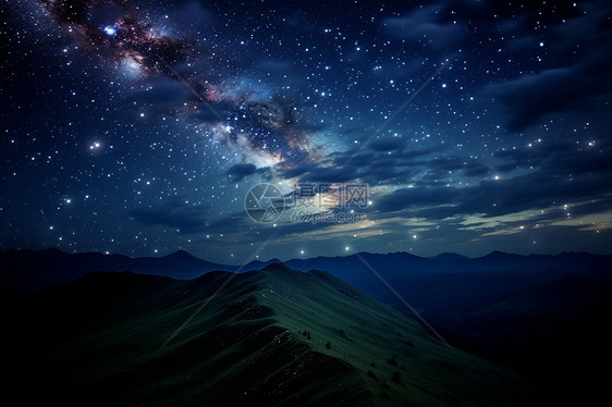 星空与山脉的对比图片