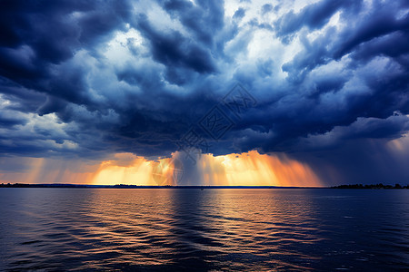 暴风雨来临前的湖面图片