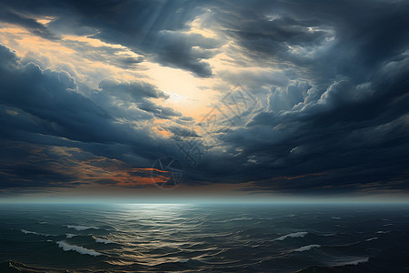 浩瀚海洋上空的乌云图片