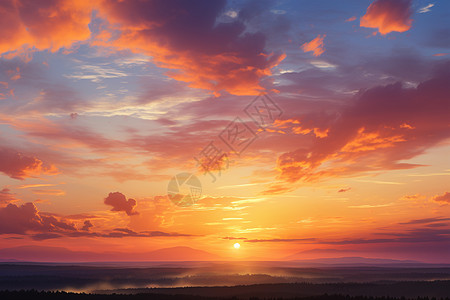 晚霞天空夏日晚霞中的云彩背景