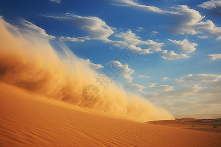 沙尘爆沙尘飞扬的大沙丘背景