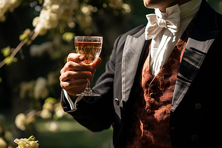 红酒宴会上的贵族绅士图片