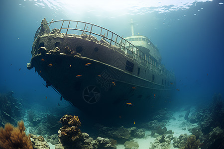 海底探索的沉船图片