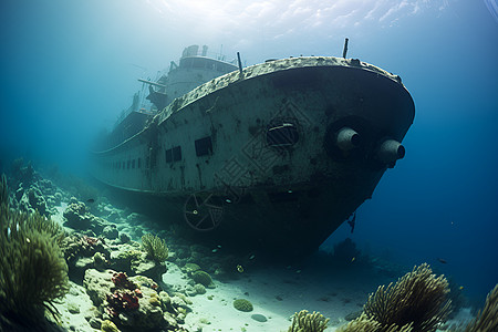 海底神秘的沉船图片
