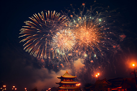 春节气氛夜空喜庆气氛背景