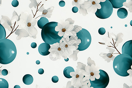 靛青花朵织物背景图片