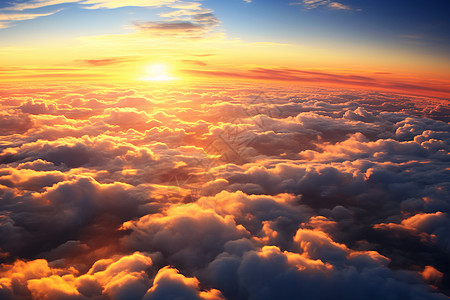 高空俯瞰日落彩云背景图片