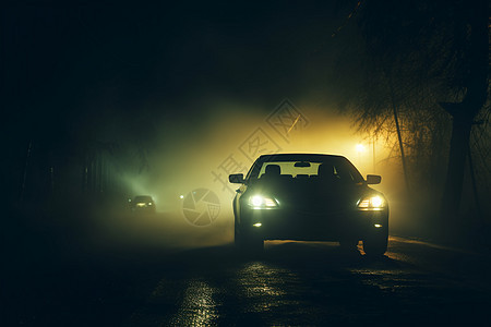 雾灯下的汽车图片