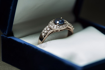 一颗蓝宝石戒指图片