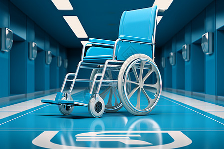 医院走廊中的轮椅图片
