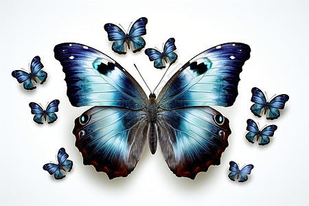 一群蓝色的蝴蝶图片