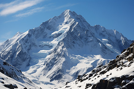 蓝天下的雪山高清图片