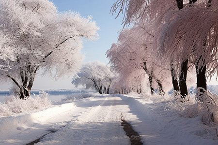 冬季白雪覆盖的森林景观图片