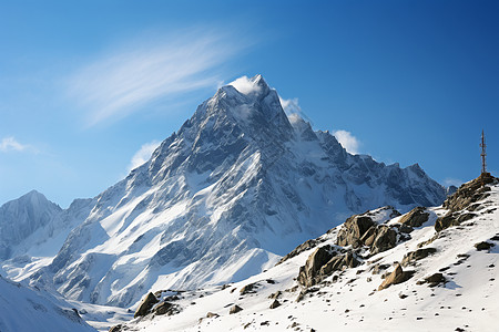 白雪背景冬季白雪覆盖的雪山景观背景