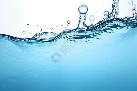 水之波澜蓝水波纹中的气泡与水滴图片