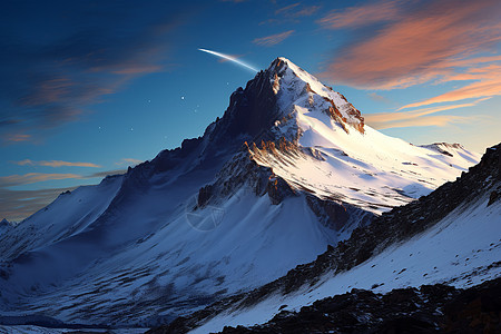 巍峨之峰的雪山景观图片