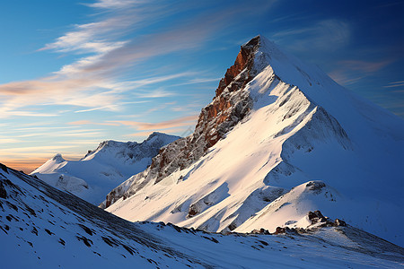 白雪皑皑冬季白雪覆盖的雪山景观背景