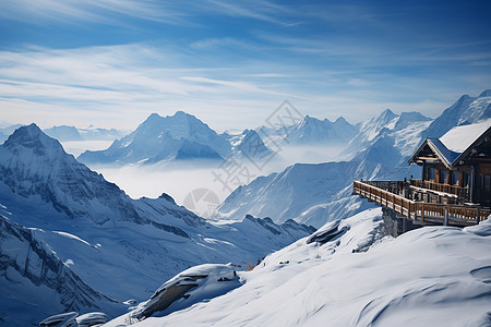 美丽的冰雪山谷景观图片