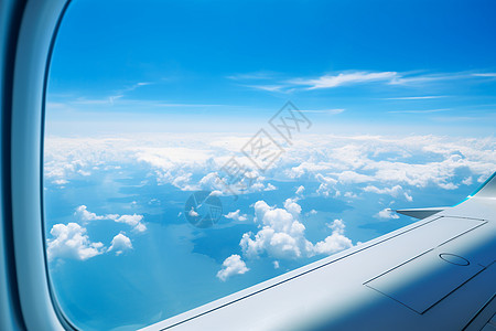 飞机窗外的美丽天空景观背景图片