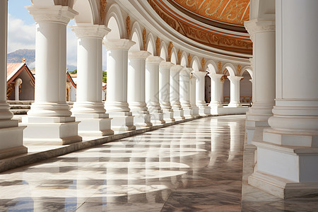 古典建筑中的白色柱廊背景