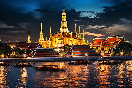 夜幕下的泰国寺庙图片