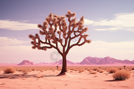 干旱沙漠的树木背景图片